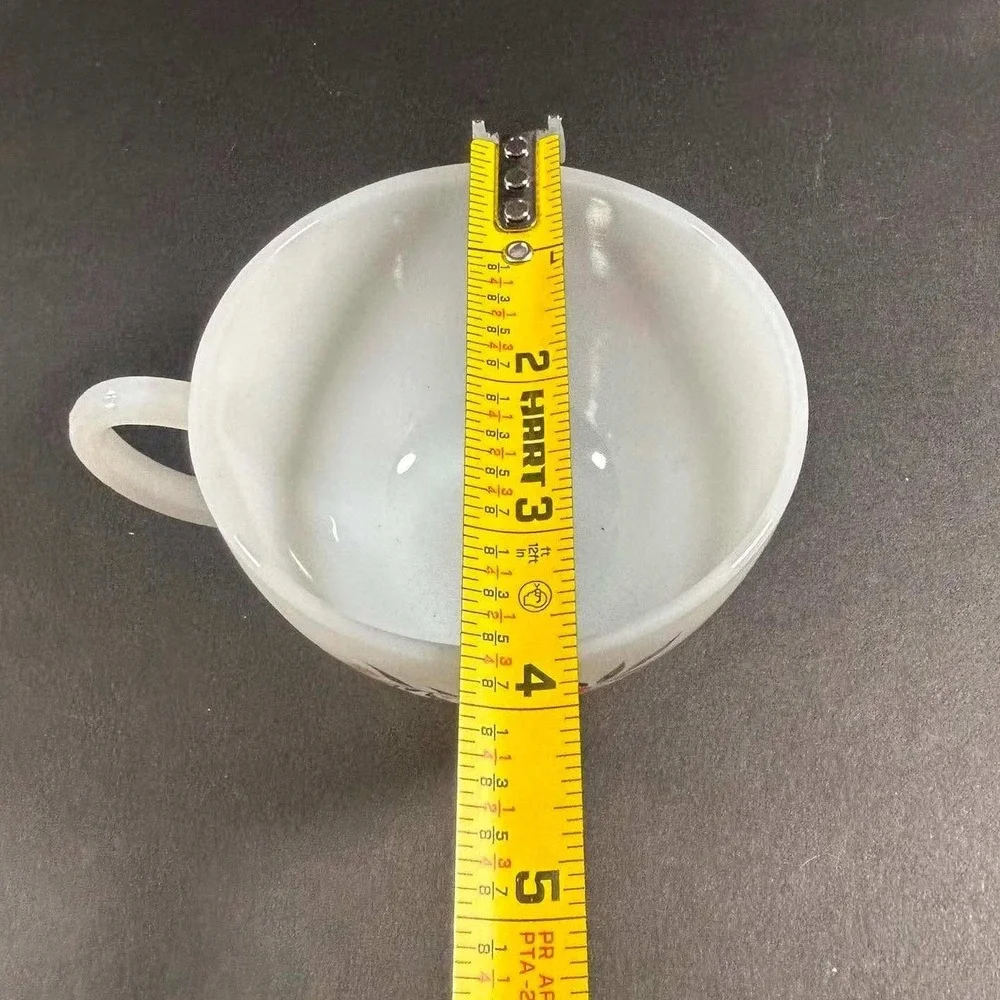 Fire-King Cup and Saucer Set White Floral Milk Glass Vintage Mid-Century